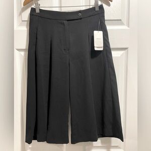 NWT MNG Mango Premium Relaxed Fit Black Culottes Pleated Pants Trousers Sz 2 NEW